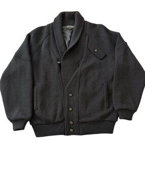 Tony Lambert Mens Shawl Collar Knit Cardigan Jacket Size M Black Pocket Vintage